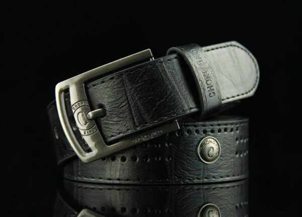 Ceinture large en Denim avec rivet pour homme – Image 3