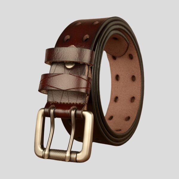 Ceinture Pour Homme En Cuir Double Ardillon