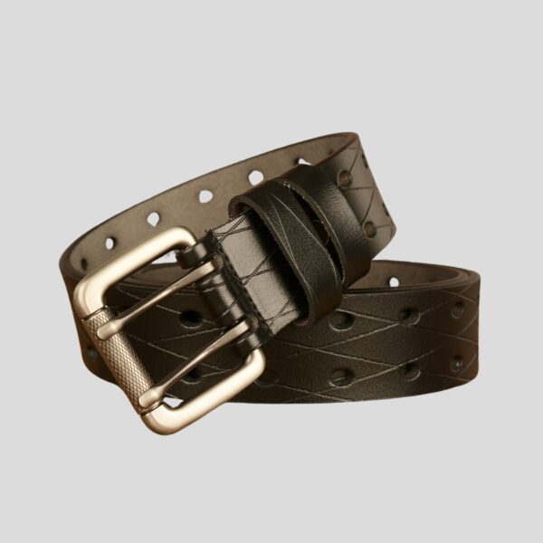 Ceinture Pour Homme En Cuir Double Ardillon