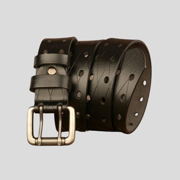 Ceinture Pour Homme En Cuir Double Ardillon