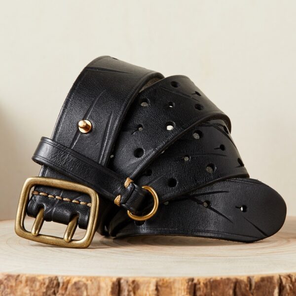 Ceinture Homme Cuir Double Ardillon - Modèle Henri