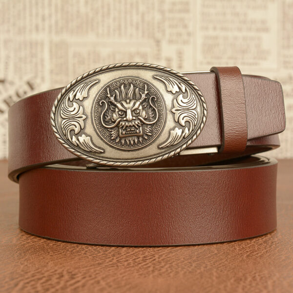 Ceinture Cowboy Homme En Cuir À Boucle Tête De Dragon - Modèle Amaury