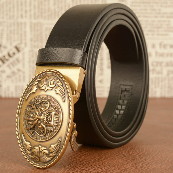 Ceinture Cowboy Homme En Cuir À Boucle Tête De Dragon - Modèle Amaury