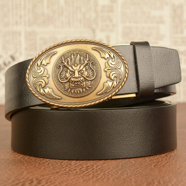 Ceinture Cowboy Homme En Cuir À Boucle Tête De Dragon - Modèle Amaury