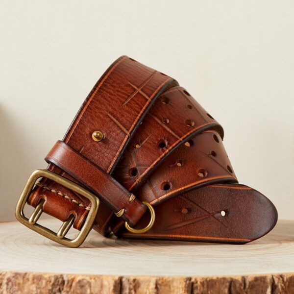 Ceinture Homme Cuir Double Ardillon - Modèle Henri